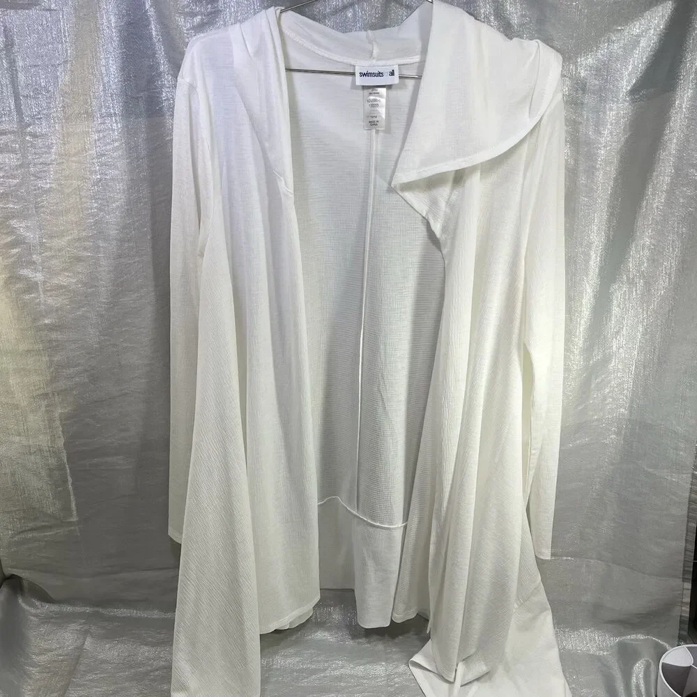 Swimsuits for All Women's Beach Sheer Light Cover Up Pockets & Hood Size 10/12